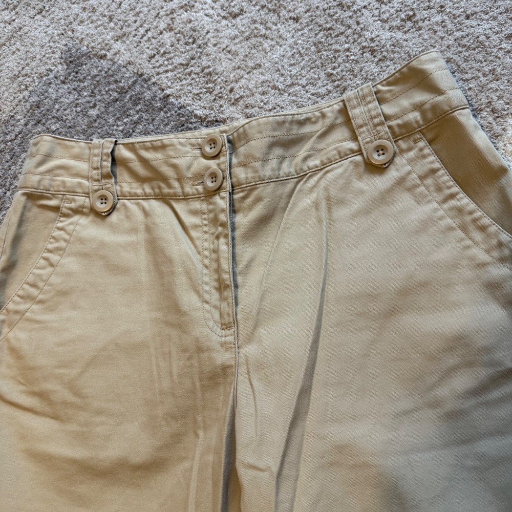 Talbots Women Khaki Chino Shorts Tan Stretch‎ Double Button Waist Casual Summer - Picture 2 of 7